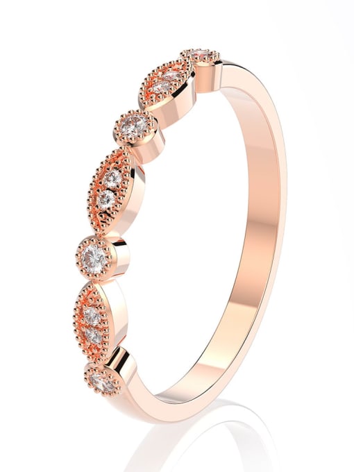 secondary Ring Rose Gold R0929 925 Sterling Silver High Carbon Diamond Oval Dainty Band Ring