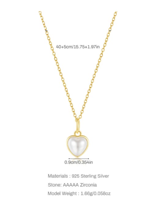 YUANFAN 925 Sterling Silver Imitation Pearl Heart Minimalist Necklace 2