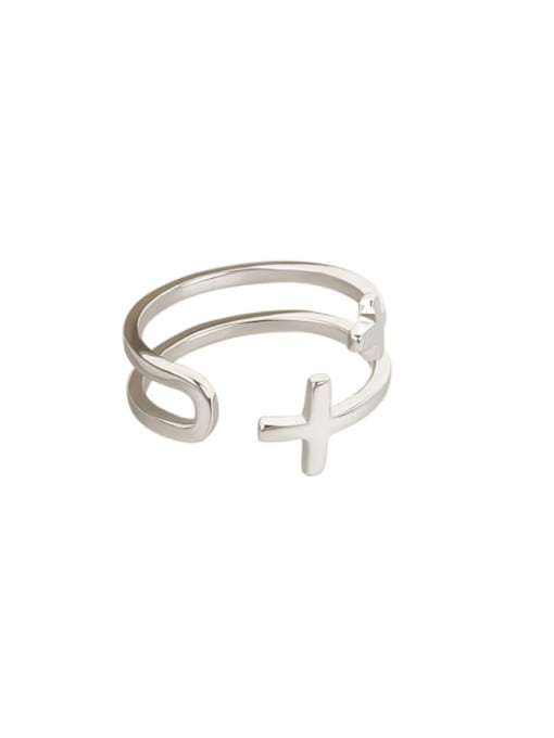 PNJ-Silver 925 Sterling Silver Cross Minimalist Stackable Ring 0