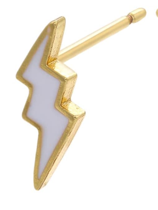 white Brass Enamel Geometric Minimalist Stud Earring