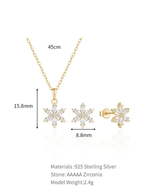 YUANFAN 925 Sterling Silver Cubic Zirconia Dainty Flower  Earring and Necklace Set 2