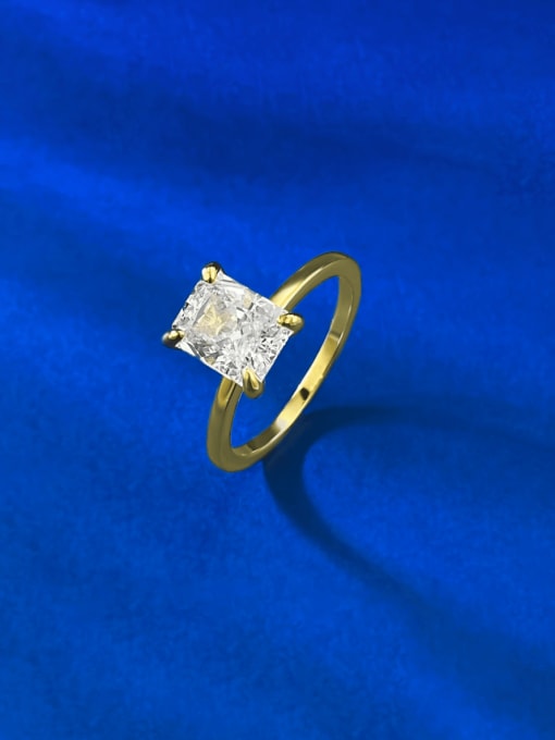 R1362 Gold Ring 925 Sterling Silver Cubic Zirconia Rectangle Luxury Band Ring