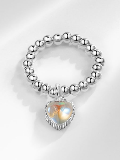 PNJ-Silver 925 Sterling Silver Heart Minimalist Bead Ring 2