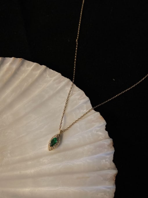 ZEMI 925 Sterling Silver Emerald Green Water Drop Dainty Necklace 1