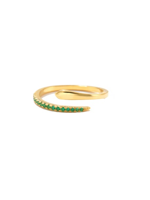 Gold +green 925 Sterling Silver Cubic Zirconia Geometric Minimalist Stackable Ring