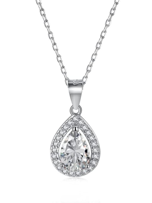 DY190348 S W WH 925 Sterling Silver Cubic Zirconia Water Drop Luxury Necklace