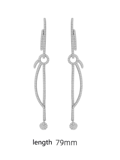 A&T Jewelry 925 Sterling Silver AAAAA Cubic Zirconia Tassel Luxury Cluster Earring 2