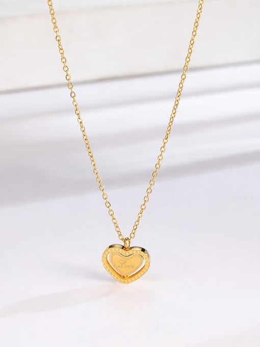 Rotating Love Gold Necklace Titanium Steel Minimalist Rotating Love Pendant Necklace