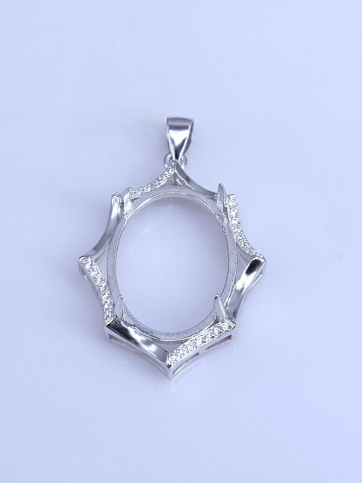 Supply 925 Sterling Silver Rhodium Plated Round Pendant Setting Stone size: 18*25mm