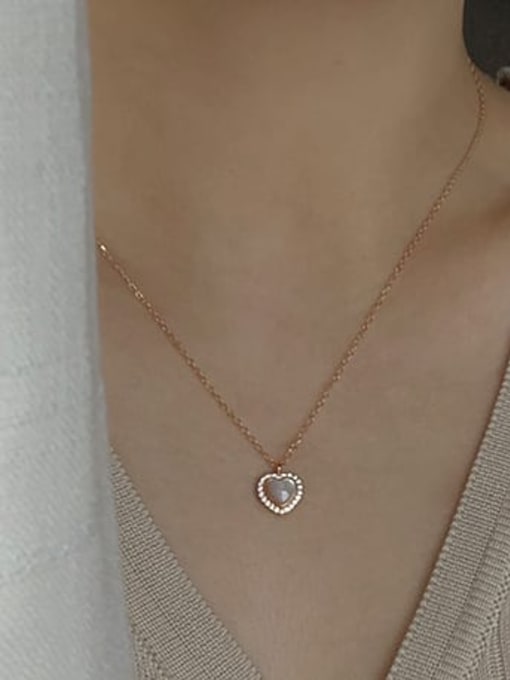 ZEMI 925 Sterling Silver Cats Eye Heart Minimalist Necklace 1