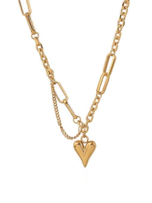 MEN PO Titanium Steel Heart Vintage Asymmetrical Chain Necklace 0
