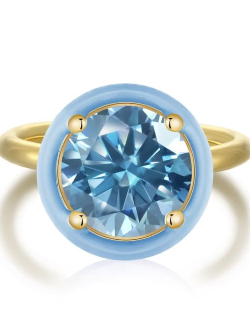 Golden Blue DY120118 925 Sterling Silver Enamel Geometric Minimalist Band Ring