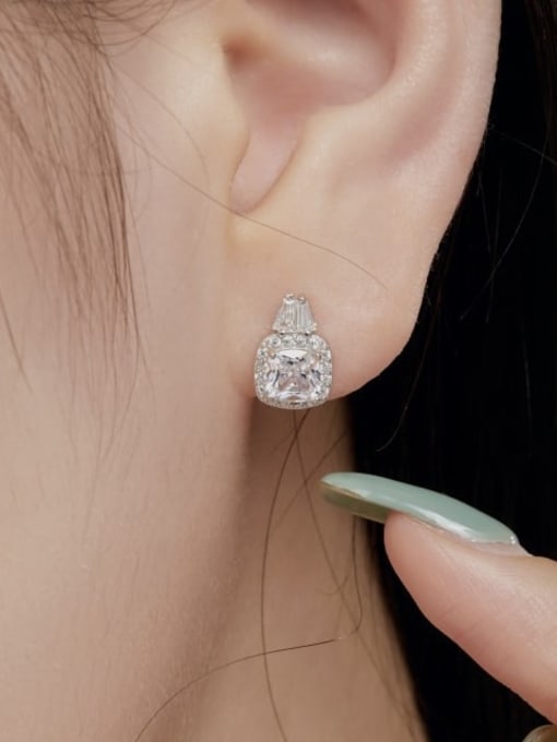 STL-Silver Jewelry 925 Sterling Silver Cubic Zirconia Geometric Luxury Stud Earring 1