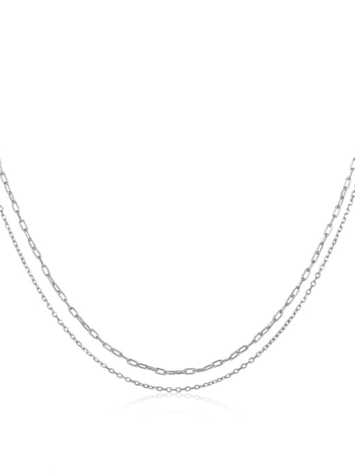 Platinum 925 Sterling Silver Geometric Minimalist Multi Strand Necklace