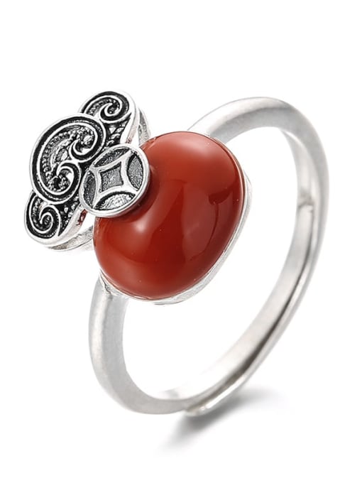 TAIS 925 Sterling Silver Carnelian Cloud Vintage Band Ring 2
