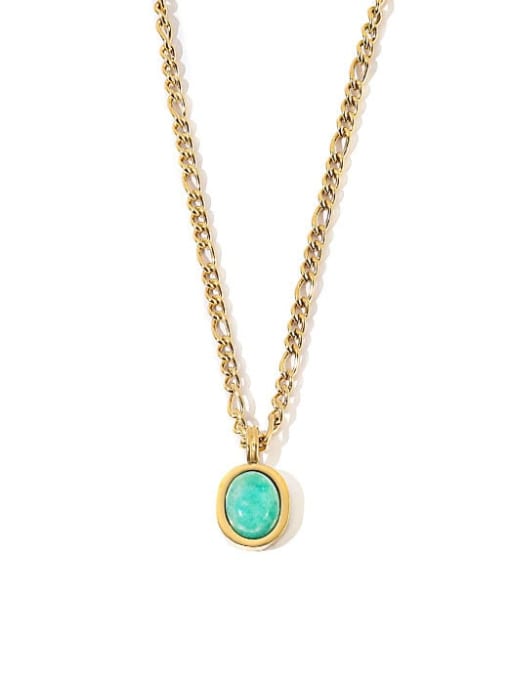 Tianhe Stone Gold Necklace Titanium Steel Opal Geometric Minimalist Necklace