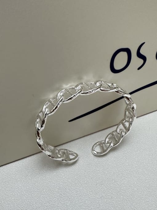 Pig nose bracelet (narrow version) 925 Sterling Silver Hollow Geometric  Chain Minimalist Cuff Bangle