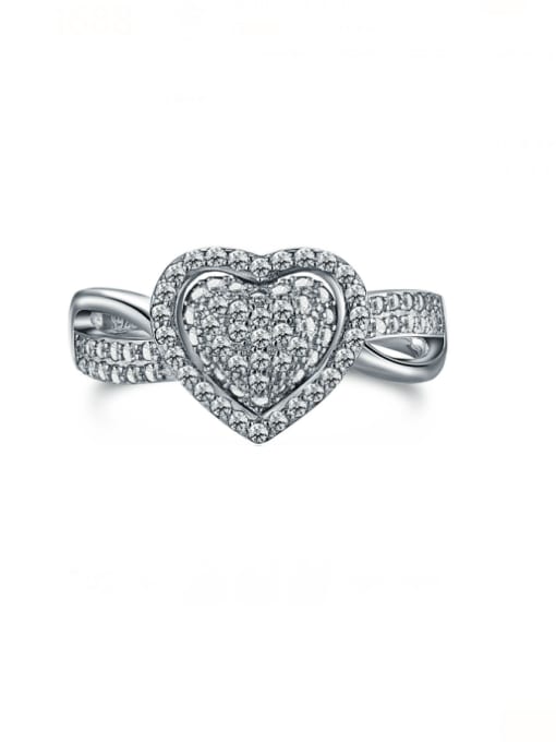 STL-Silver Jewelry 925 Sterling Silver Cubic Zirconia Heart Dainty Band Ring 0