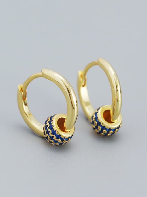 Gold (blue stone) 925 Sterling Silver Cubic Zirconia Geometric Dainty Stud Earring