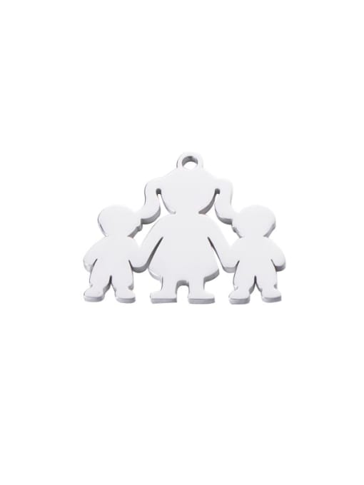 Steel color Stainless steel Mother child  Pendant
