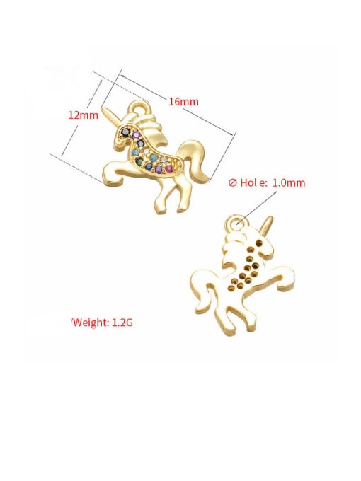 KOKO Brass Cubic Zirconia Micro Inlay Horse Pendant 3