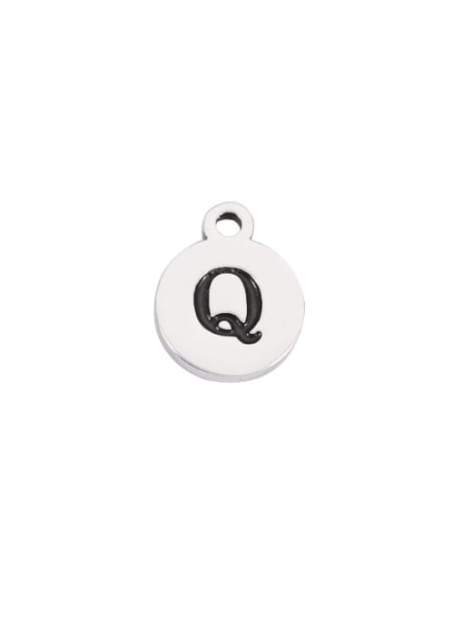 Steel Q Stainless steel Minimalist Round  Letter Pendant