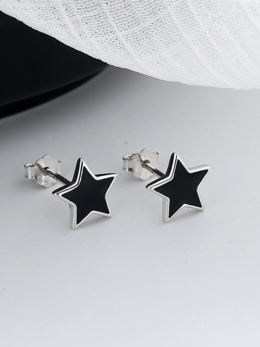 TAIS 925 Sterling Silver Enamel Star Vintage Stud Earring 2