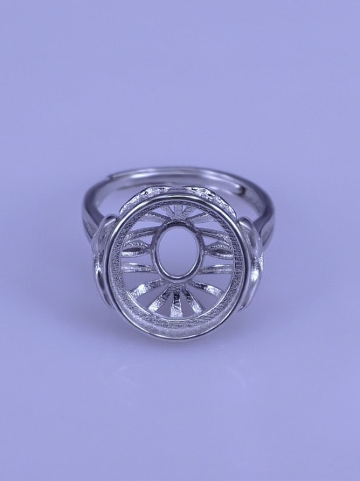 Supply 925 Sterling Silver 18K White Gold Plated Geometric Ring Setting Stone size: 12.5*13.5mm