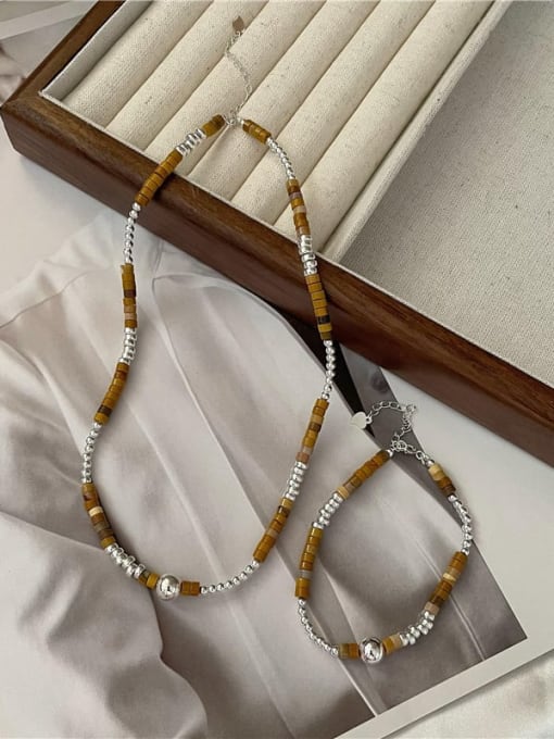 ARTTI 925 Sterling Silver Natural Stone Vintage Beaded Necklace 0