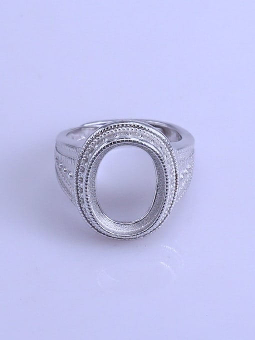 Supply 925 Sterling Silver 18K White Gold Plated Geometric Ring Setting Stone size: 11*15mm 0