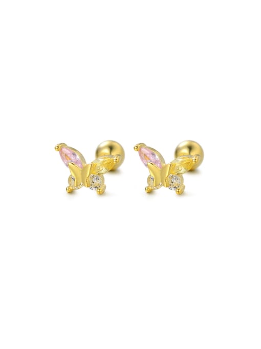 JY- Silver Jewelry 925 Sterling Silver Cubic Zirconia Butterfly Minimalist Stud Earring 0