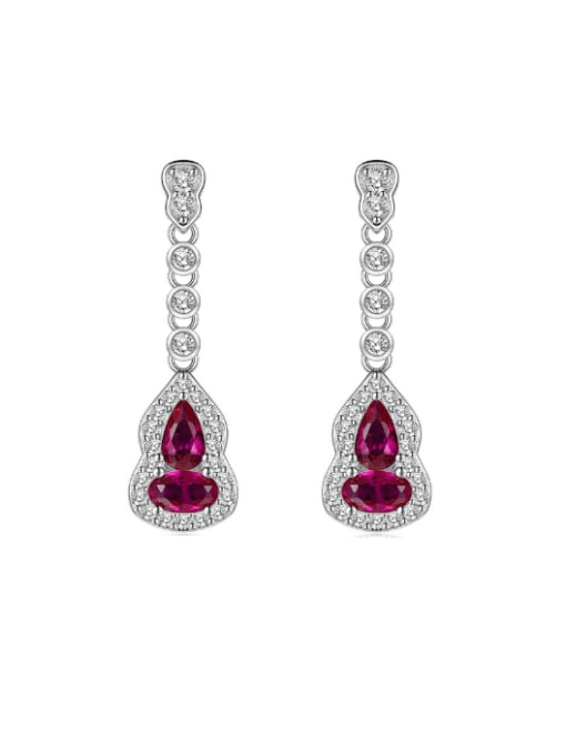 M&J 925 Sterling Silver Cubic Zirconia Small Gourd Luxury Cluster Earring 0