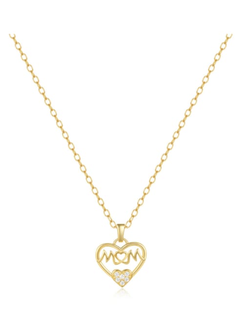 golden 925 Sterling Silver Cubic Zirconia Heart Dainty Necklace