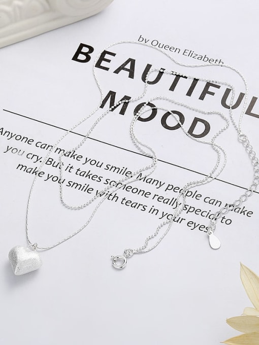 TAIS 925 Sterling Silver Heart Dainty Multi Strand Necklace 3