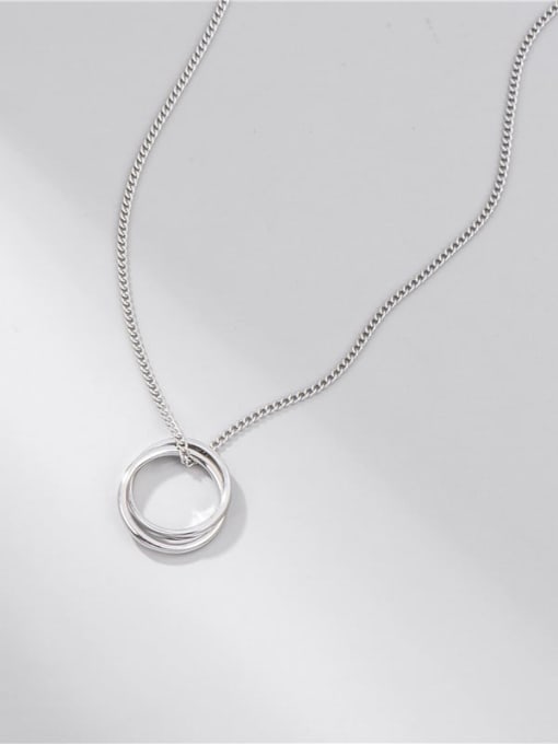 Double round buckle Necklace 925 Sterling Silver Round Minimalist Necklace