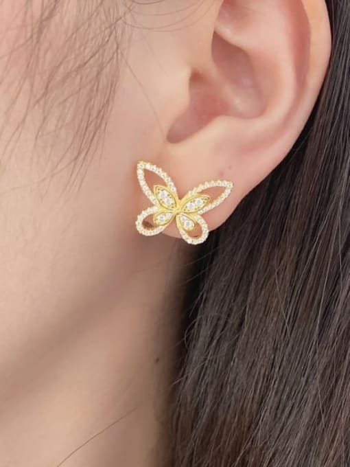 STL-Silver Jewelry 925 Sterling Silver Cubic Zirconia Butterfly Luxury Hook Earring 1