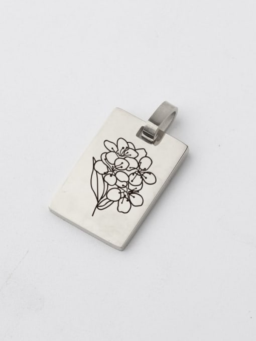 MEN PO Rectangle Stainless steel Flower Minimalist Pendant 3
