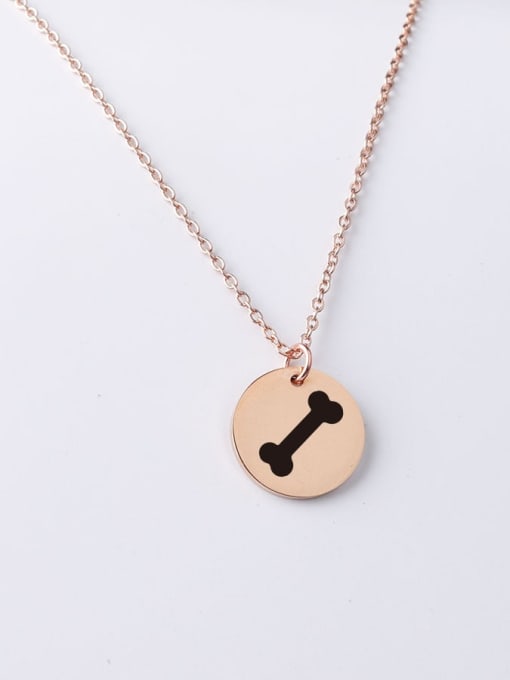 rose gold Stainless Steel Dog Bone Pattern Pendant Necklace