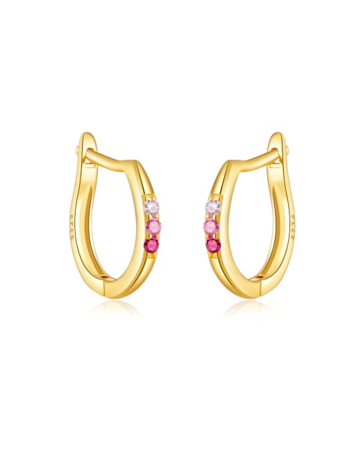 18K gold and pink 925 Sterling Silver Cubic Zirconia Geometric Dainty Stud Earring