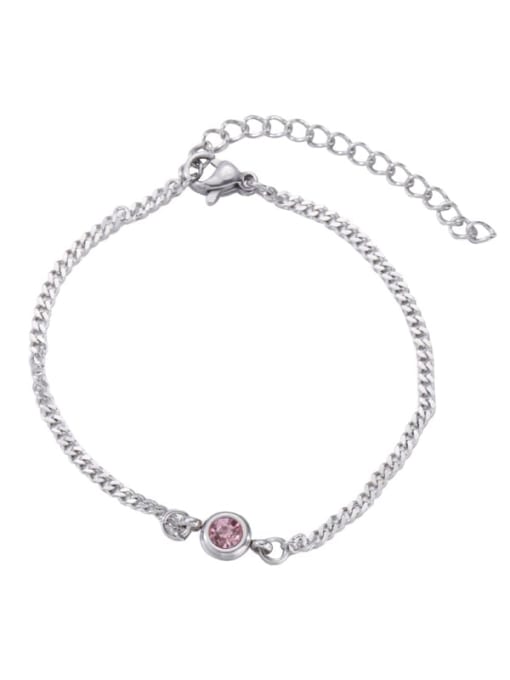 10 Pink Stainless steel Rhinestone Round Minimalist Bracelet