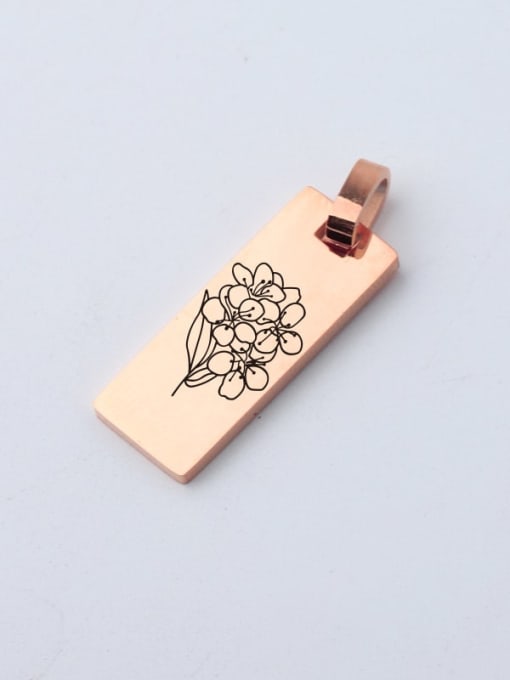 Rose Gold 2210 214 Rectangle Stainless steel Flower Minimalist Pendant