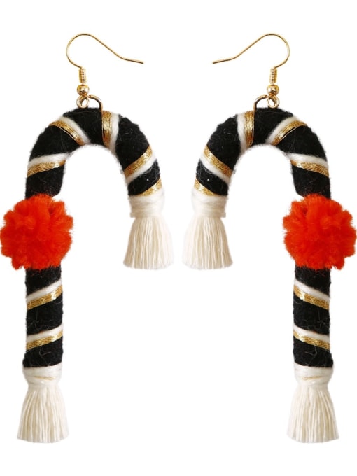 Black e68847 Multi Color Cotton thread Crutch Ethnic Pure handmade Weave Earring