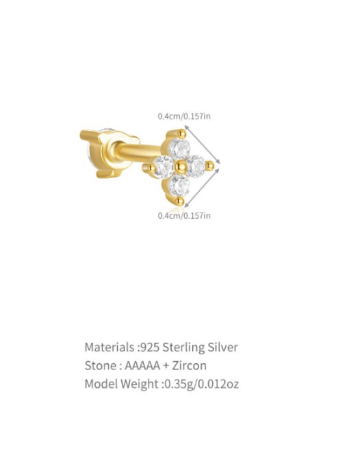 Single Gold 5 925 Sterling Silver Cubic Zirconia Geometric Minimalist Single Earring