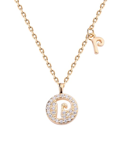 A1573 Champagne plated gold P 925 Sterling Silver Rhinestone Geometric Minimalist Necklace