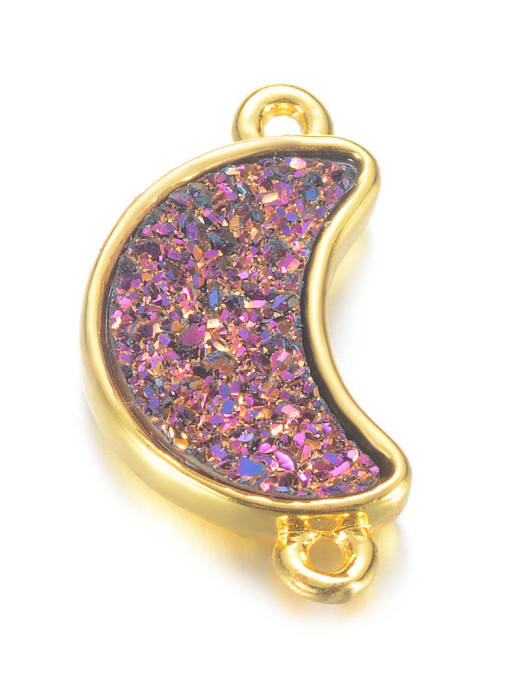 Seven rainbow Copper Alloy Crystal Moon Charm Height : 9mm , Width: 18.5mm