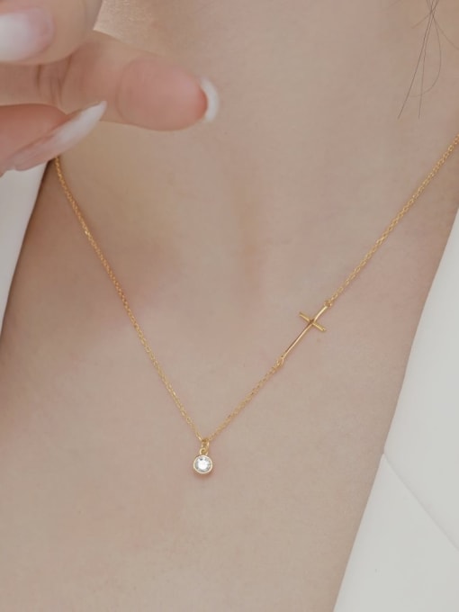 STL-Silver Jewelry 925 Sterling Silver Rhinestone Geometric Minimalist Necklace 1