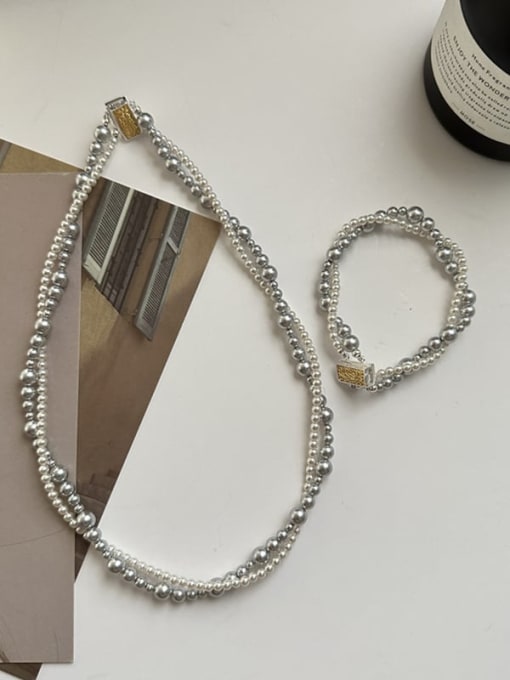 ARTTI 925 Sterling Silver Trend Geometric Bracelet and Necklace Set 0