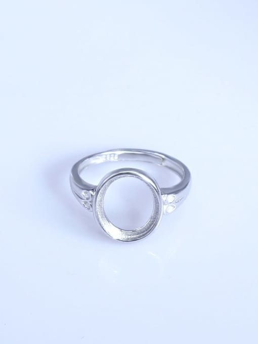 Supply 925 Sterling Silver 18K White Gold Plated Geometric Ring Setting Stone size: 10*12mm 0