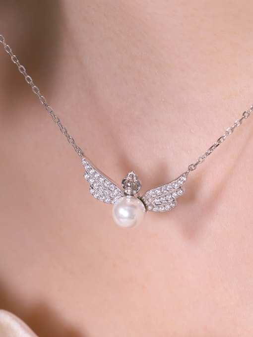 STL-Silver Jewelry 925 Sterling Silver Cubic Zirconia Wing Dainty Necklace 2