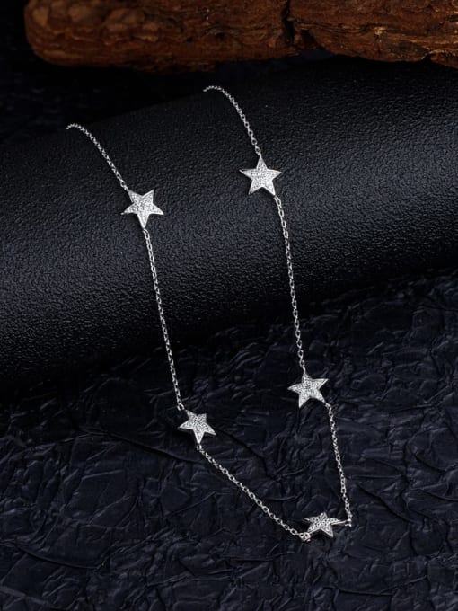 A&T Jewelry 925 Sterling Silver Cubic Zirconia Star Dainty Necklace 3